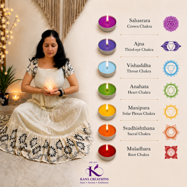 Chakra Soy T light Candles | Kana Creations
