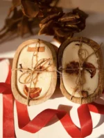 2 wick wooden dough bowl soy candle_kanacreations