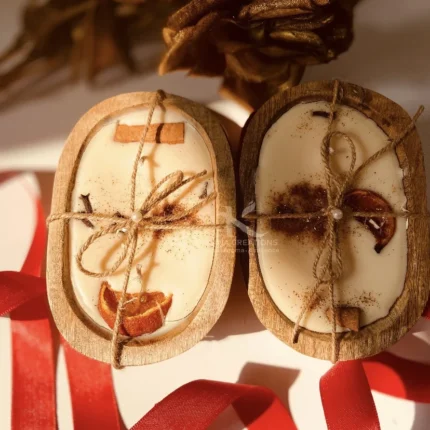 2 wick wooden dough bowl soy candle_kanacreations