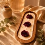 3 wick Rose aroma wooden dough bowl candle | kanacreations.