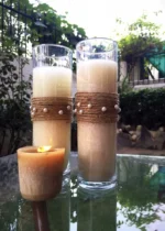 Long Glass jute Soy candle_kanacreations