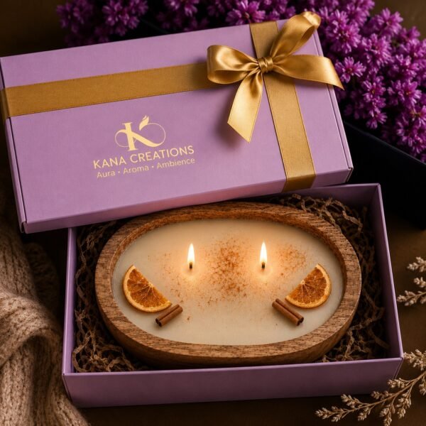 2 Wick Hand Carved Dough Bowl Soy Candle | Mulled Wine Arom | kana Creations