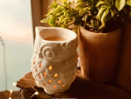 Owl Ceramic T-light diffuser with soy wax melts_kanacreations