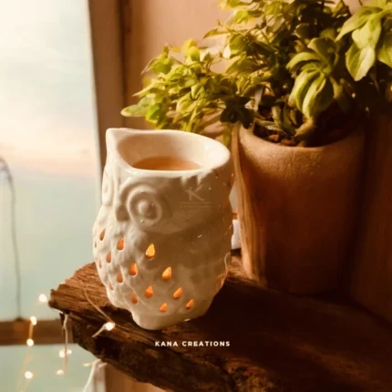 Owl Ceramic T-light diffuser with soy wax melts_kanacreations