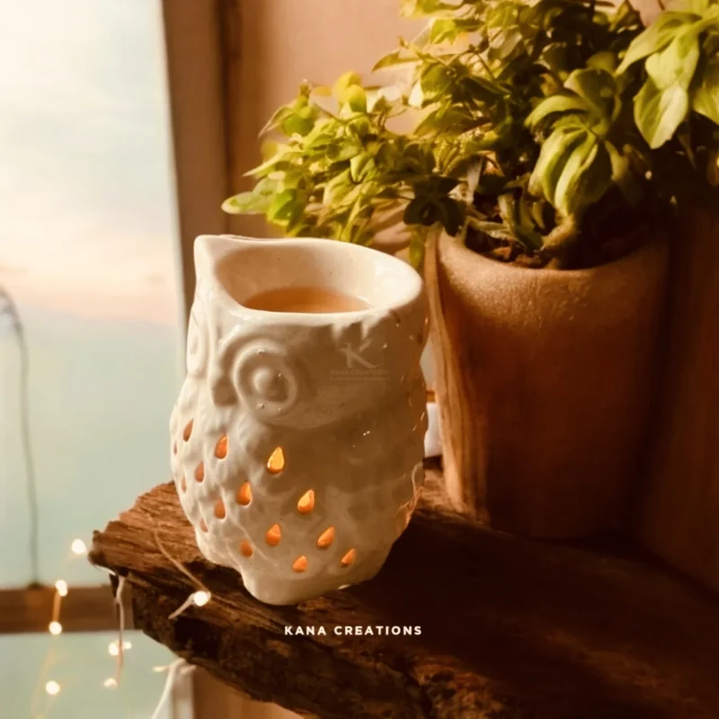 Owl Ceramic T-light diffuser with soy wax melts_kanacreations