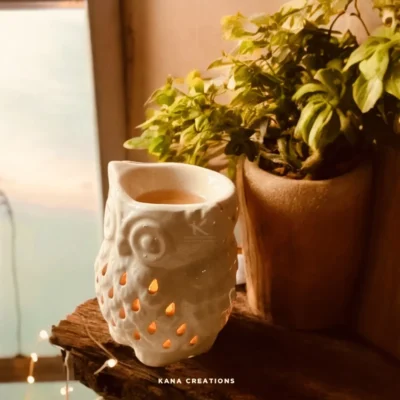 Owl Ceramic T-light diffuser with soy wax melts_kanacreations