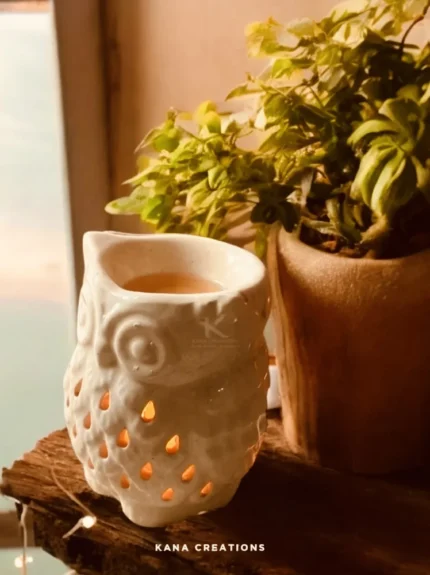 Owl Ceramic T-light diffuser with soy wax melts_kanacreations