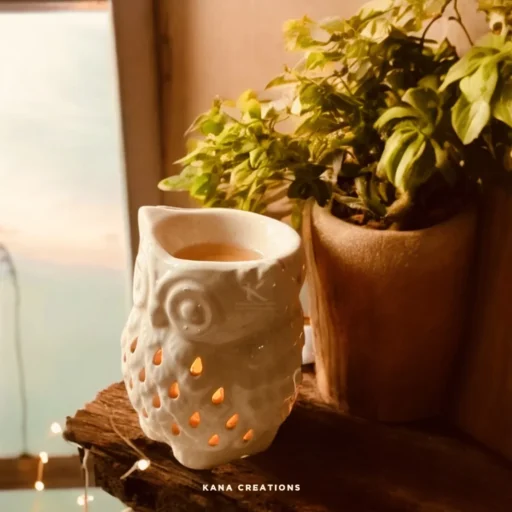 Owl Ceramic T-light diffuser with soy wax melts_kanacreations