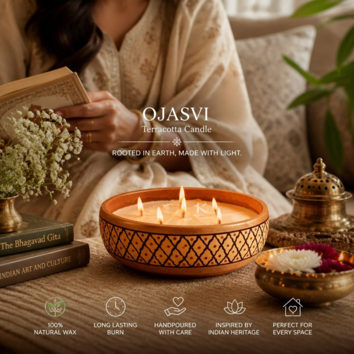Ojasvi Terracotta candle| Kana Creations