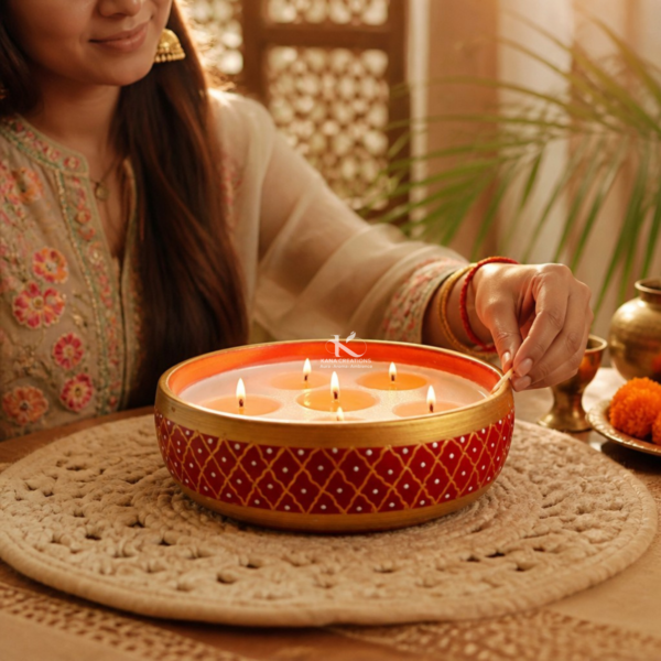 Sindoori Terracotta candle| Kana Creations