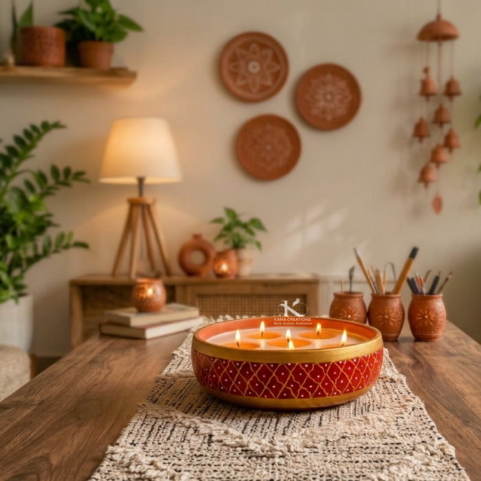 Sindoori Terracotta candle| Kana Creations