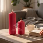 Christmas Gifts_Pastel Pink_Ribbed Stripped pillar Soy scented Candles_Kana Creations.JPG