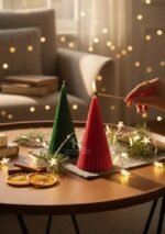 Christmas_Ribbed Stripped Cone Pillar candles
