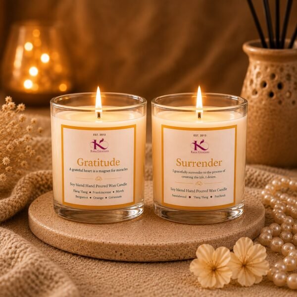 Gratitude and Surrender Intention Healing Candles Premium Gift Box Kana Creations..