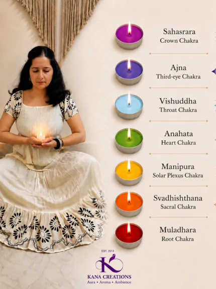 Chakra Soy T light Candles | Kana Creations