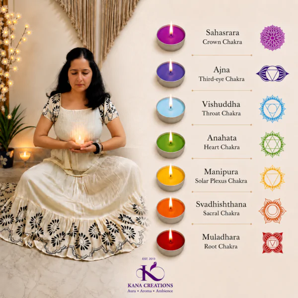 Chakra Soy T light Candles | Kana Creations