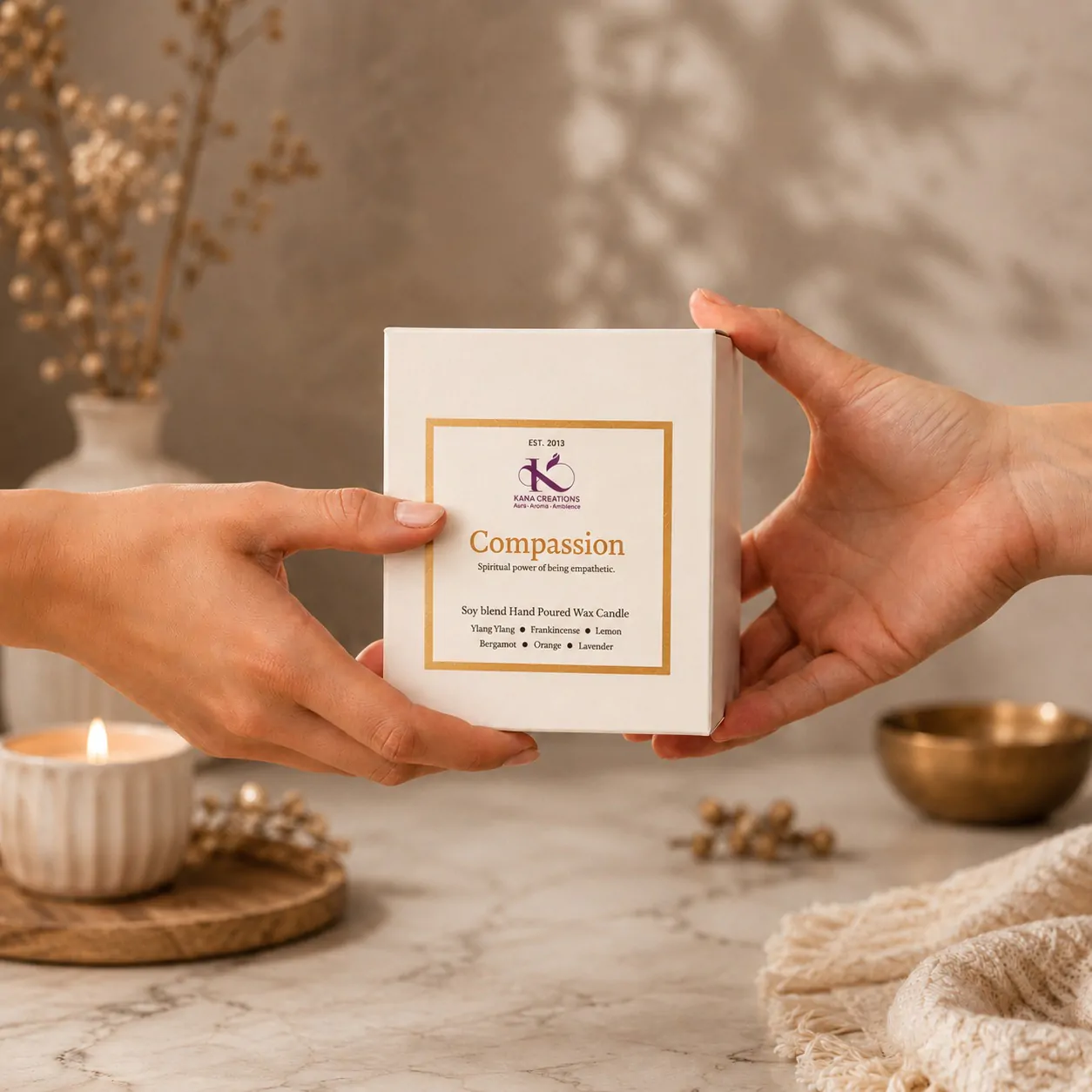 Compassion Intention Healing candle Kana Creations.