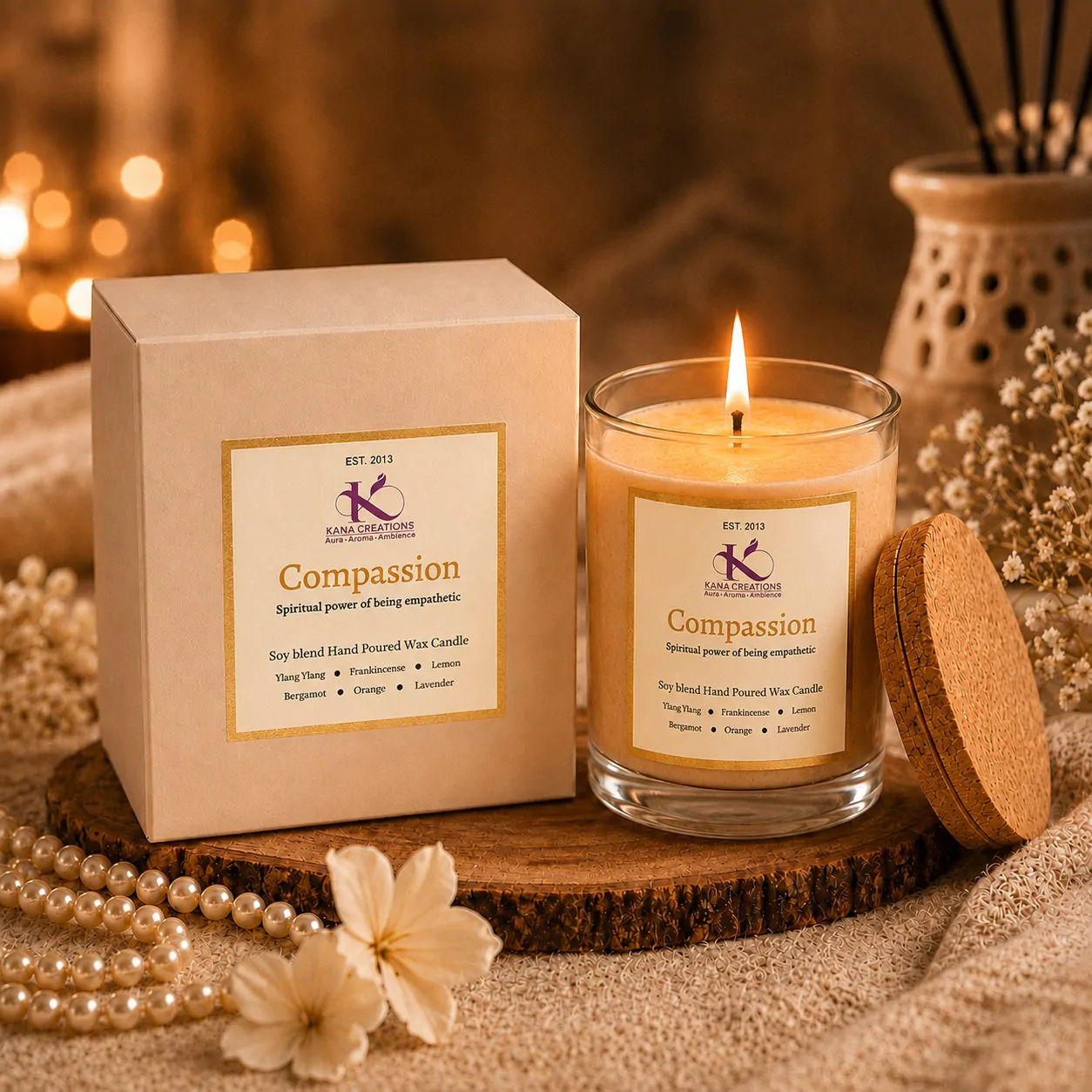 Compassion Intention Healing candle Kana Creations