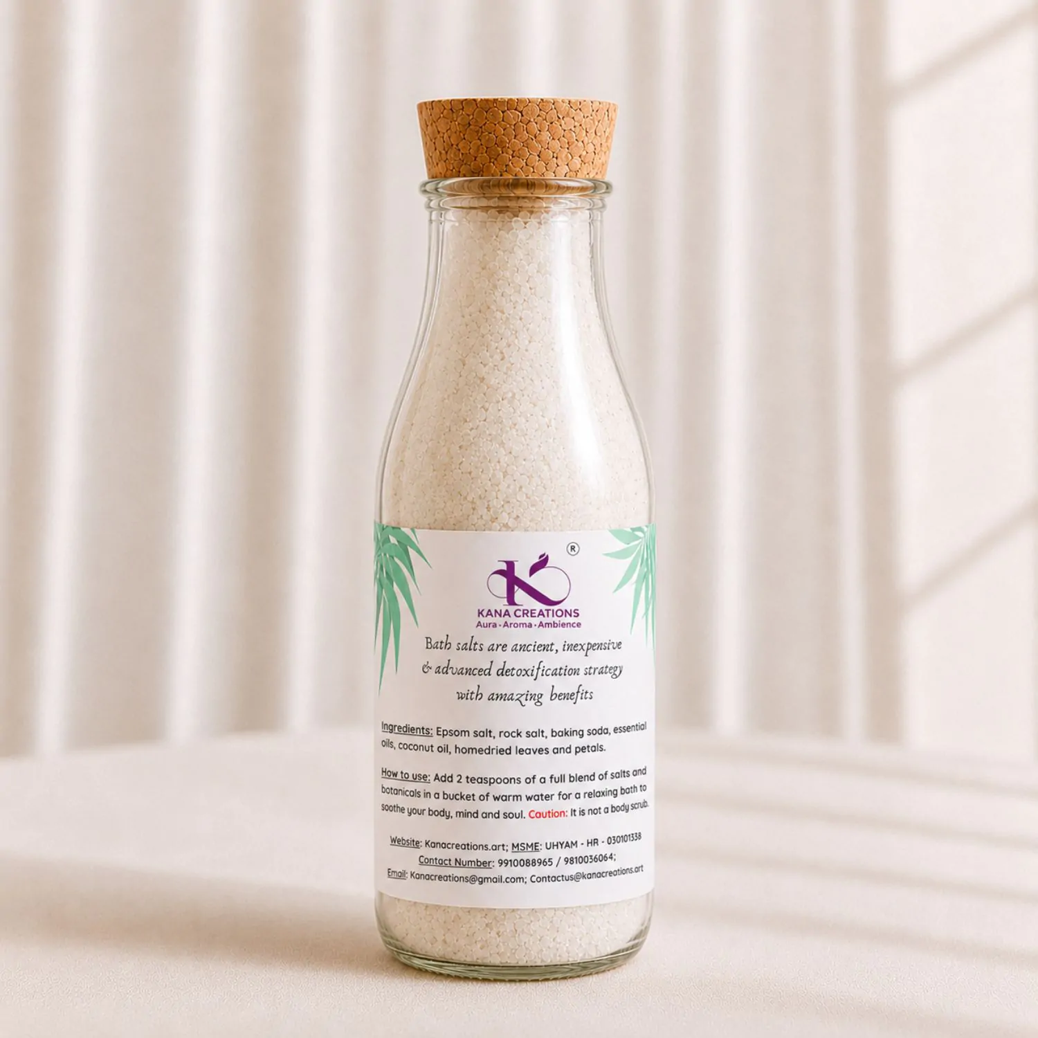 Peppermint & Eucalyptus bath salt kana creations Back Side