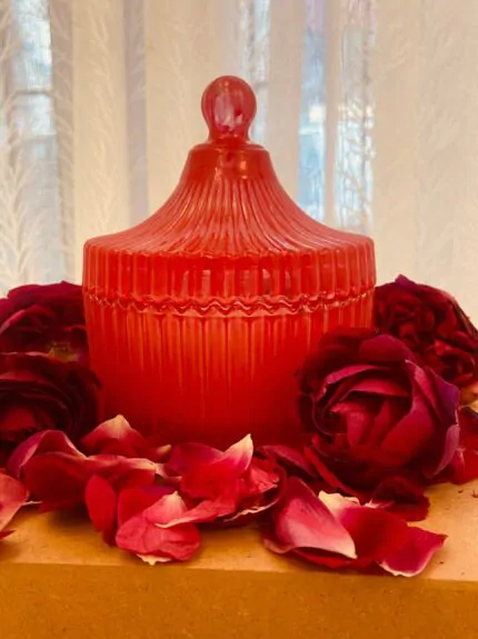Valentine Gift_Red rose bouquet soy candle_Kanacreations