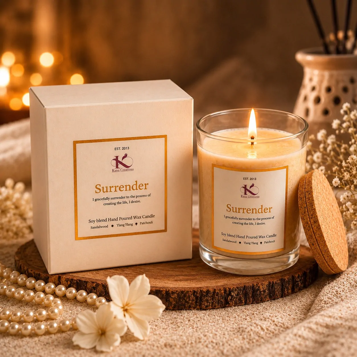 Surrender Intention Healing Candle Kana Creations.