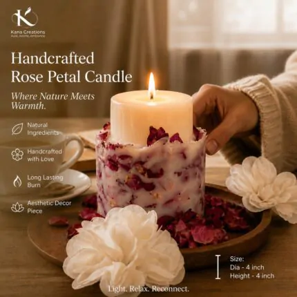 Fresh Rose Petal Pillar Candle | Kana Creations