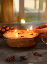 2 wick wooden dough bowl soy candle_kanacreations