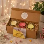 3 candles budget gift box Mogra jasmine Rose Kana Creations.
