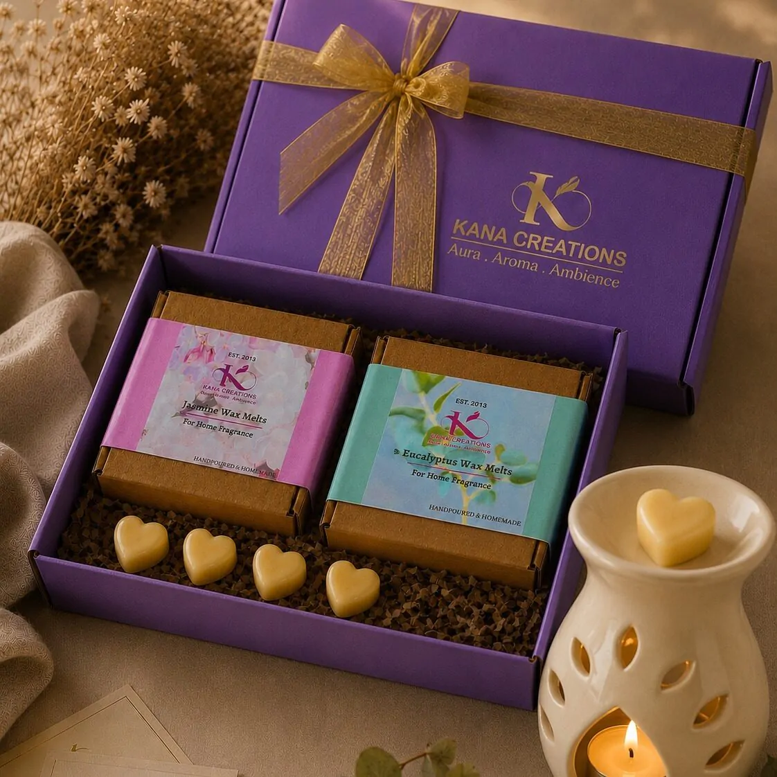 Matki T-light diffuser + Soy Wax melts gift box | Kana Creations