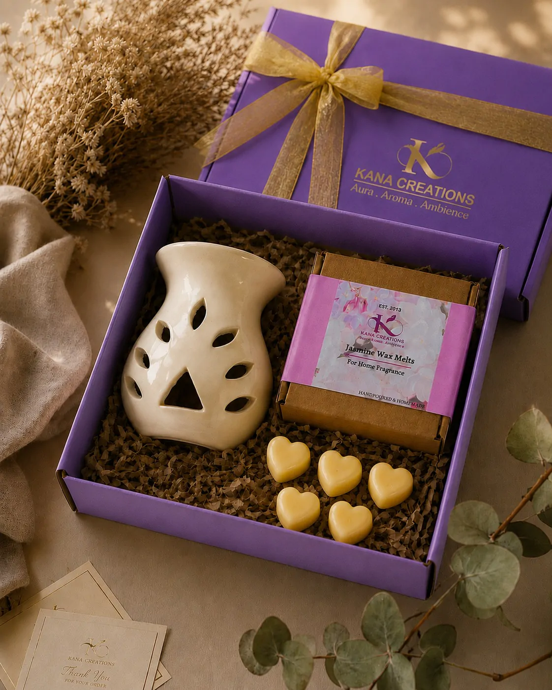 Matki T-light diffuser + Soy Wax melts gift box | Kana Creations