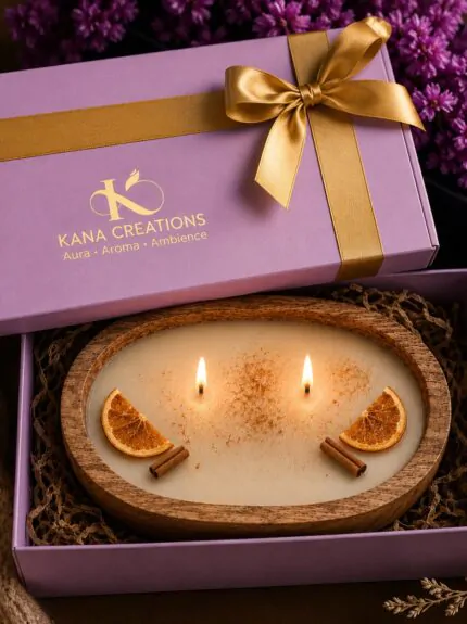 2 Wick Hand Carved Dough Bowl Soy Candle | Mulled Wine Arom | kana Creations