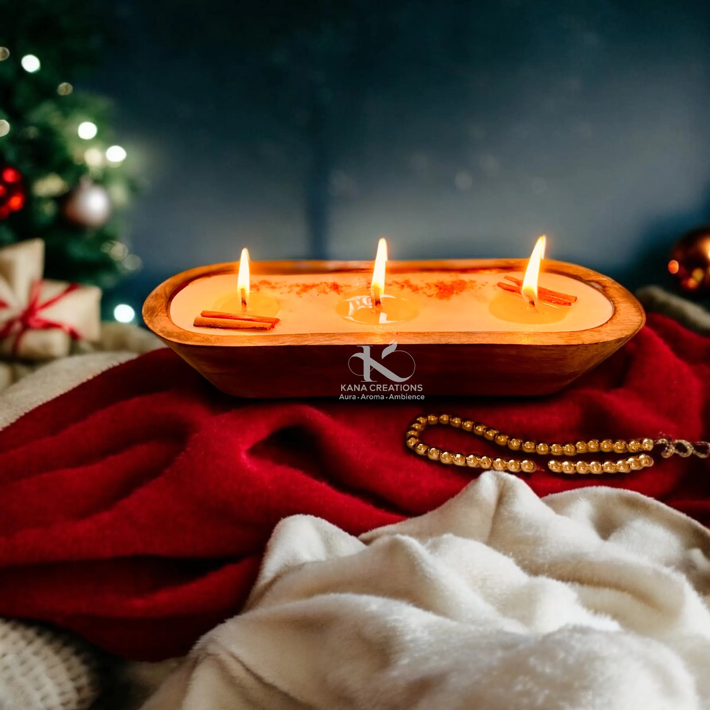 3 wick wooden dough bowl_soy candle_Kanacreations