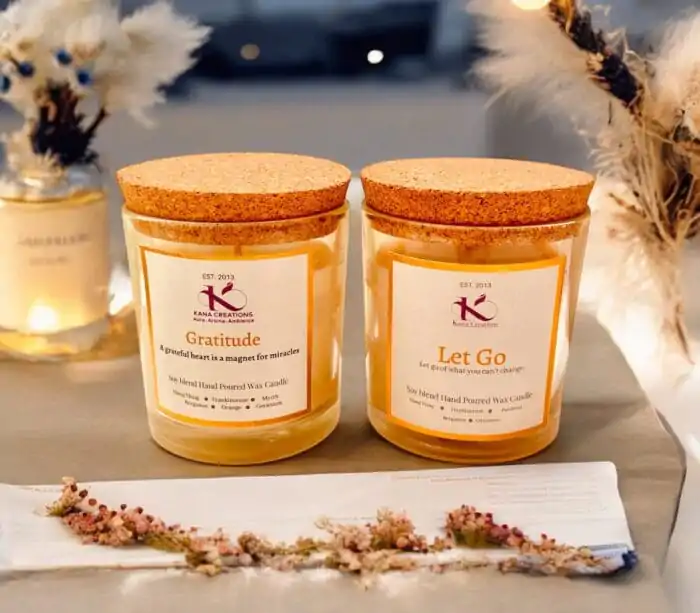 gratitude candle and Let go candle