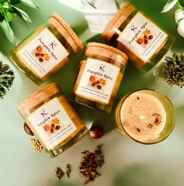Autumn Christmas Pumpkin spice soy candle_Kanacreations