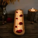 6 wick long wooden candle for dinning table | Kana Creations.