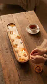 6 wick Wooden dough bowl soy candle_Mulled wine aroma