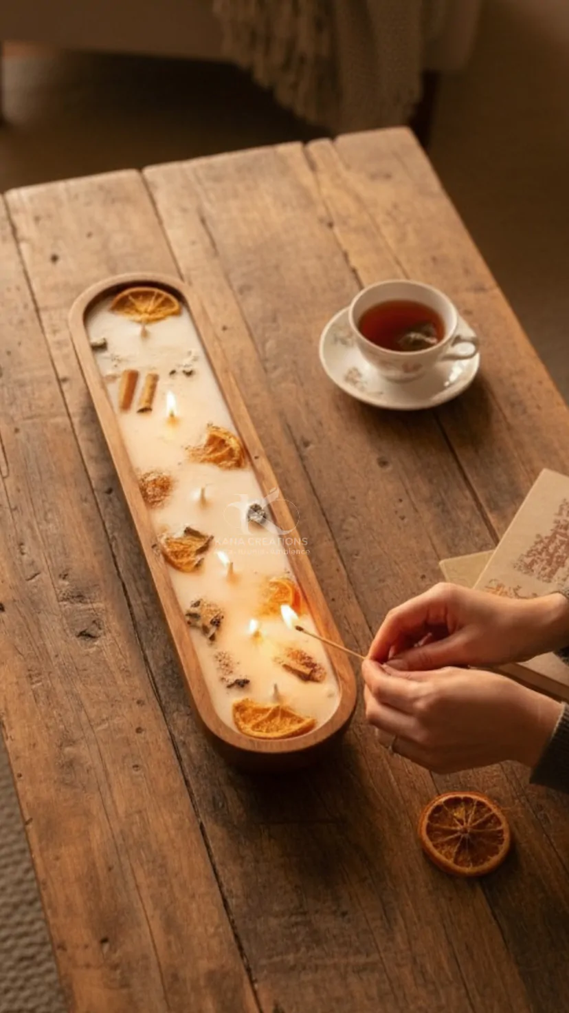 Wooden dough bowl candle_Mulled wine aroma