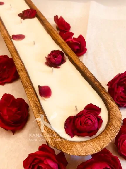 Limited Edition - Rose Elite 6 Wick Hand Carved Dough Soy Candle_kanacreations