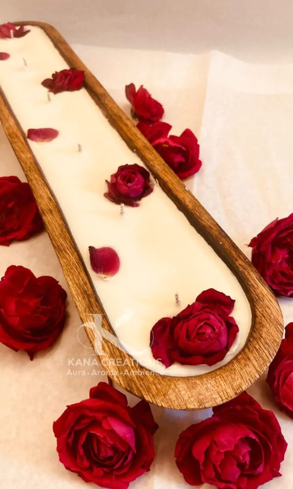 Limited Edition - Rose Elite 6 Wick Hand Carved Dough Soy Candle_kanacreations