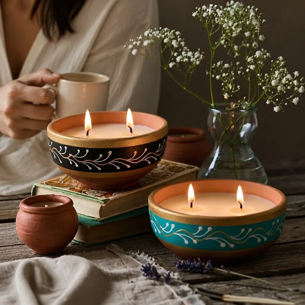 Set of Scented Terracotta candles_kanacreations