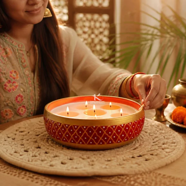 Sindoori Terracotta candle| Kana Creations