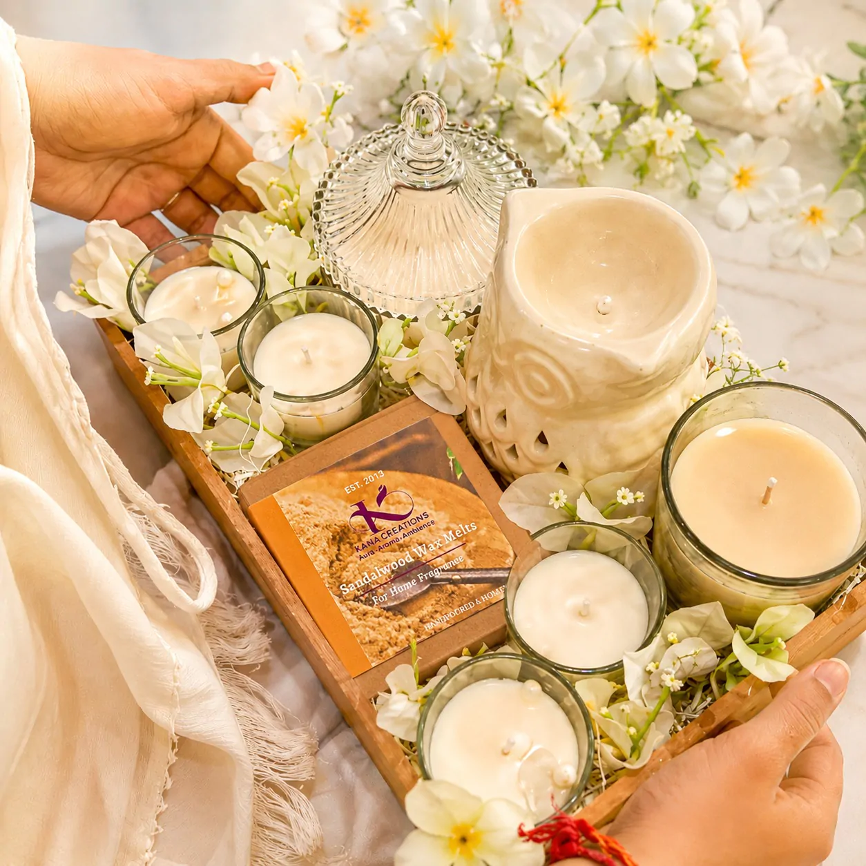 White Gift Tray with 6 handcrafted | Kana Creations