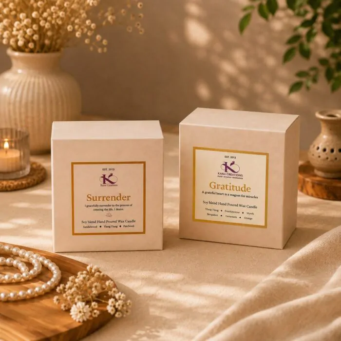 Gratitude and Surrender Intention Healing Candles Premium Gift Box Kana Creations