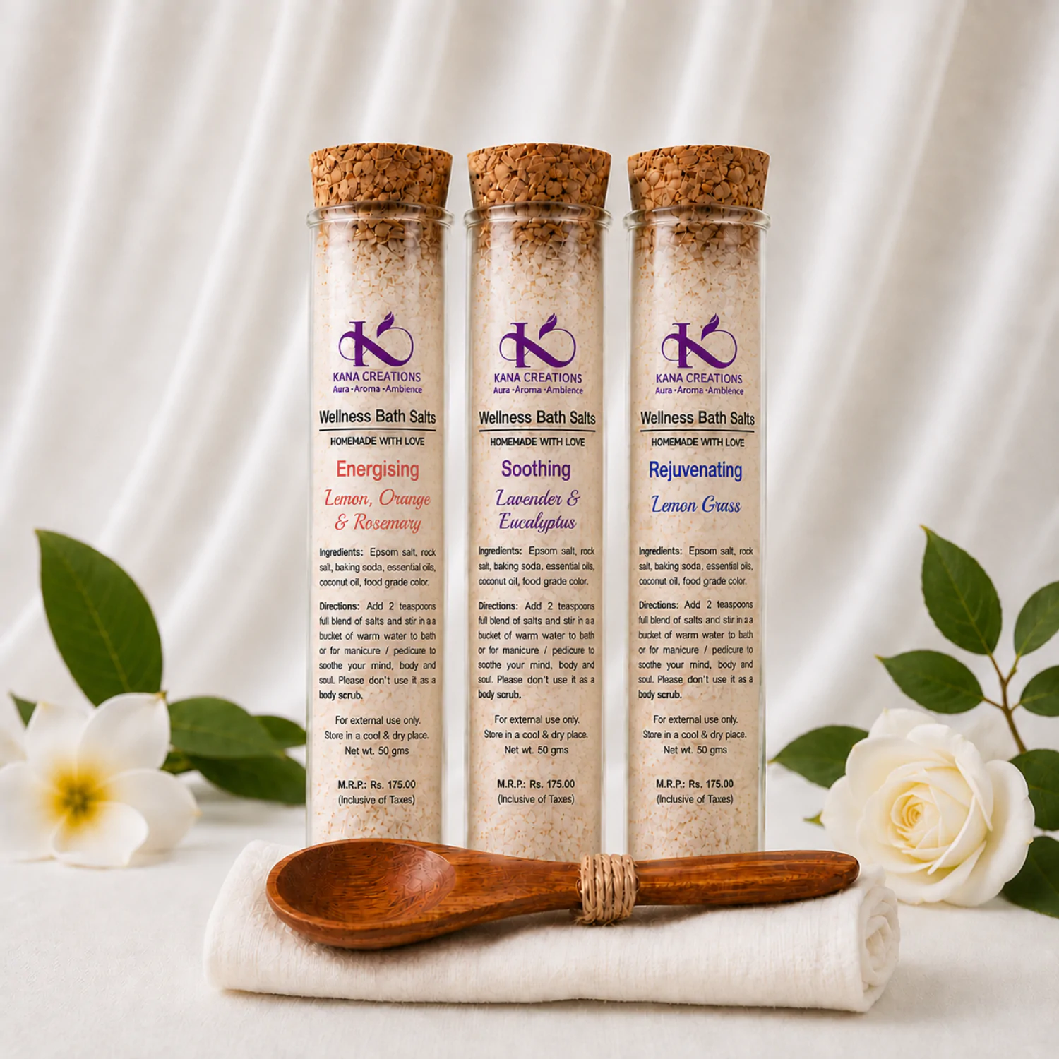 Soothing & Rejuvenating Wellness Bath Salts Kana Creations Lemon, Rosemary, Orange, Lavender, Eucalyptus, Lemongrass